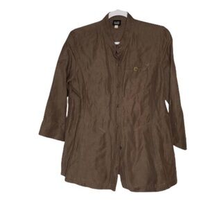 Eileen Fisher Linen Brown 3/4 Sleeve Shacket